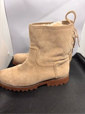 Donald J. Pliner Tan Suede Shearling Ankle Boots